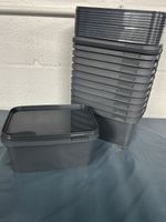 12x 2.5 LITRE FOOD GRADE PLASTIC BUCKETS WITH HANDLE & LID. TAMPER EVIDENT. GREY