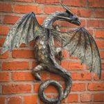 Mythical Metal Dragon Garden Wall Art - Burnished Sculpture - Left/Right Facing
