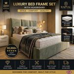 OTTOMAN STORAGE  BED PANEL PLUSH VELVET UPHOLSTERED BED FRAME 3 PANEL HEADBOARD