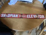 "Salopian" all steel elevator enamel sign nice aged condition .