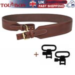 TOURBON Hunting Leather Rifle Sling Shotgun Shoulder Strap with Swivels Brown UK