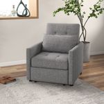 Single Chair Bed with Adjustable Backrest and Wheels for Living Room Grey