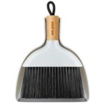 MR.SIGA Mini Dustpan and Brush Set, Bamboo Handle, White, 1 One Size, White