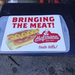 Original Authentic Hofmanns N.Y Hot dogs "bringing the meat" sign