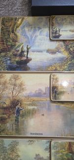 Danbury Mint Fly Fishing 6 Placemats And 6 Coasters  Set