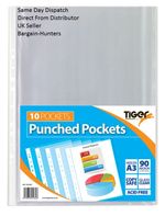 A3 Portrait Punched Pockets (90 micron) - Ring Binder Sleeves Wallets