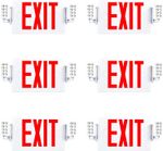 6 Pack LED Exit Sign Emergency Light–Hi Output RED Compact Combo UL 924 Listed