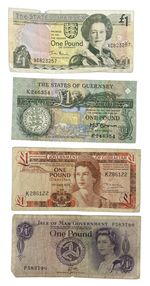CHANNEL ISLANDS 4 BANKNOTE COLLECTION - JERSEY, GIBRALTAR, GUERNSEY, ISLE OF MAN
