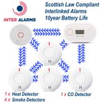 Wireless Interlinked Heat & Smoke Alarm Kit - 1xHeat, 4xSmoke, 1xCO Scottish Law