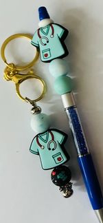 Pen & Keyring Gift Set - Nurse Theme Blue-Christmas Birthday Secret Santa