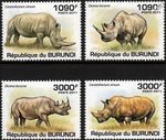 Rhinoceros (African White & Black Rhino) Wild Animal Stamp Set (2011 Burundi)