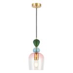 Visconte Vietri Ceiling Pendant Multicoloured Glass Shaded 1 Light - Satin Brass