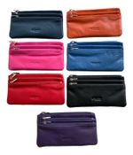 Golunski Leather Coin Purse in 3 Sections Soft Large Zipped in Block Colours 
