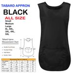 Black Tabard Tabbard Apron Pockets Work Wear Kitchen Cleaning BBQ Laundry Unisex