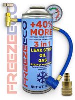 FREEZEECO R1234YF 3-in-1 Aircon Top-Up Gas+Hose+YF Adapter - AC Refill Bundle!