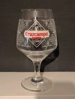 2 X Cruzcampo Chalice Pint Glasses Brand New Toughened 