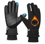 CEVAPRO Black M Winter Ski Gloves Waterproof Windproof Touchscreen PU/Fleece