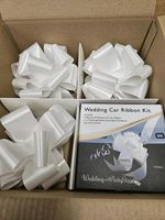 White Wedding Car Ribbon Kit: 3 Pull Bows & 9m Ribbon