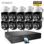 TMEZON 5MP Two-Way Talk CCTV Camera System Wifi PTZ Pan/Tilt 10CH IP NVR 2TB HDD