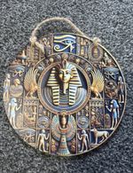 Round Egyptian Hanging Wall Plaque/Sign, Multicoloured Wood, Circle
