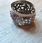 Antique Solid Silver Pierced Repousse Pattern Napkin Ring / Clip Ornate