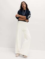 Marks & Spencer Womens Loose Fit Trousers in Ivory - M&S