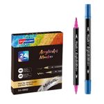 24 Colours Metallic Dual Tip Acrylic Paint Pens Set for Multi-Surface Crafts