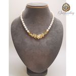 Luxury 7mm Real White Seawater AKoya Pearl Necklace w/ 9ct Gold Emerald Clasp