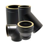 Twin Wall Chimney Flue Pipe System KW Pro Black Convesa 5" 125mm or 6" 150mm