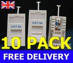 10x CAT5E GIGABIT RJ45 UTP Slim 25x50mm Ethernet Network Data Wall Outlet Module