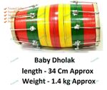 Wood Baby Dholak/Dholki Nut & Bolt Musical Instrument Wooden Dholak