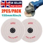 2x 150mm 6" Spiral Stitched Cotton Buffing Polishing Wheel Mop For Bench Grinder