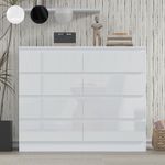 High Gloss Chest of Drawers Tall Wide 8 Drawer Bedroom Furniture Cabinet