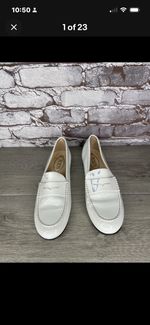 TOD'S White Patent Leather Penny Loafers Flats Shoes Women’s Sz 39EU/8-8.5M US