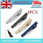Mens Stainless Steel Tie Clip Necktie Bar Clasp Clamp Pin Gold Black Silver 4PC