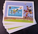 Niger 1980, 50x UNC Special Block on Cardboard Paper "Football World Cup", (*)/MNG, Sheet 34