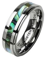 Abalone Shell Inlay Unisex Tungsten Carbide Wedding Engagement Band Ring