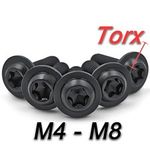 M4 M5 M6 M8 A2 BLACK STAINLESS TORX SOCKET FLANGED BUTTON HEXALOBULA HEAD SCREWS