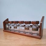 Vintage Retro Mid Century 50s 60s 70s Octagon Teak Wooden Spice Rack Glass Jars