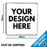 58mm Custom Printed Square Magnet • Personalised Fridge Magnets Medium Size