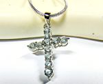 925 Sterling Silver Lab Created Diamonds Cross Elegant Pendant Necklace
