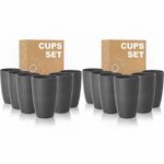 Wrova Reusable Plastic Cups 450ML  Set of 6, Unbreakable Plastic Cups -Dark Grey