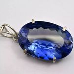 25 Ct Natural Blue Sapphire Certified Oval Cut 925 Solid Silver Pendant Gemstone