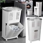 Laundry Basket Washing Clothes Plastic Hamper Bin Trolley Bathroom Storage Bag