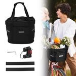 Quick Release Oxford Cloth Bike Basket Front, Waterproof and Multipurpose