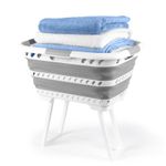 Beldray Standing 40L Laundry Basket – Collapsible with Foldable Legs, Grey