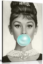 Audrey Hepburn Blue Bubblegum Canvas Wall Art Picture Print