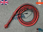 4 Feet Whip 12 Plaits Top Grain Cowhide Leather Heavy Duty Bullwhip Red & Black