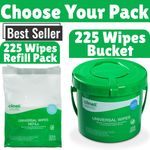 CLINELL SANITISING WIPES BUCKET ANTIBACTERIAL WET WIPES KILLS 99.9% GERMS WIPES