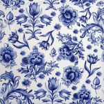4x Single Lunch Paper Napkins for Decoupage and Party - Delft Blue Flowers